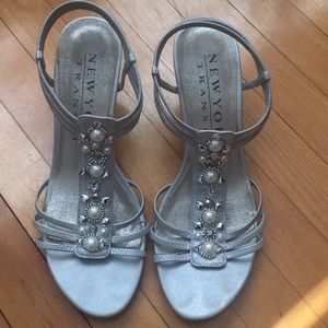 Silver heels with sequins